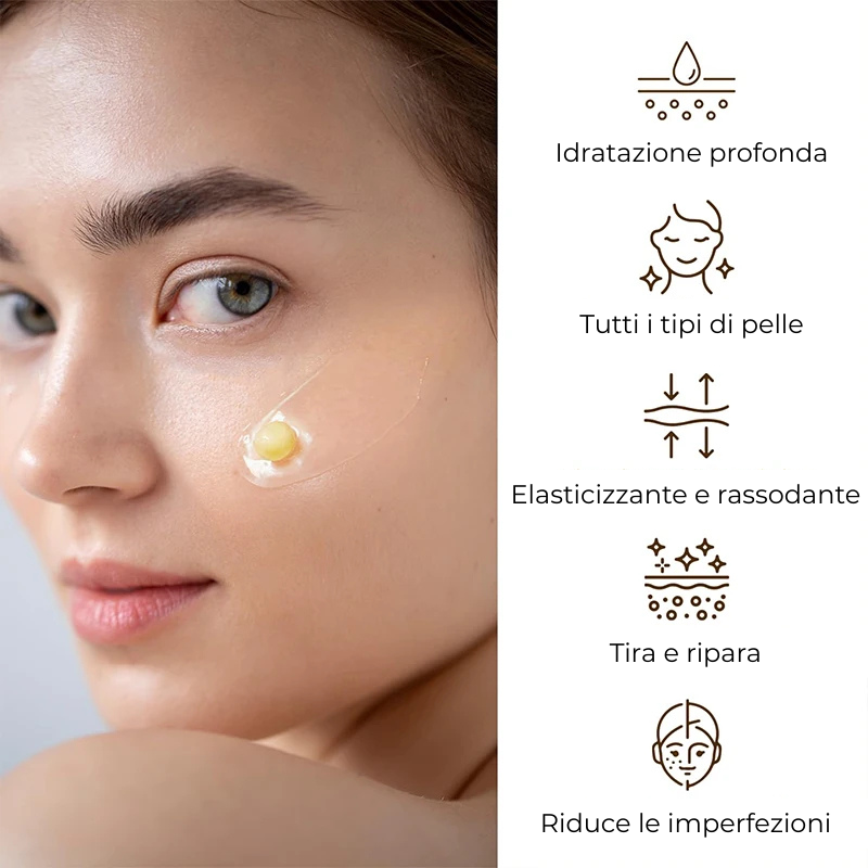 Crema idratante viso con capsula dorata alla vitamina C.