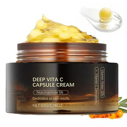 Crema idratante viso con capsula dorata alla vitamina C.