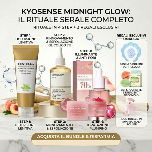🌙 KyoSense Midnight Glow Kit: Il Rituale Completo (4 Trattamenti Viso + 3 Omaggi Esclusivi)