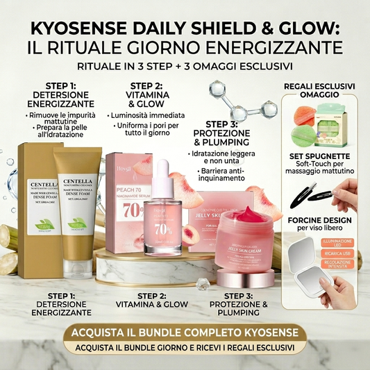 KyoSense Daily Shield & Glow: Il Rituale Giorno Energizzante (3 Trattamenti Protettivi + 3 Omaggi Esclusivi)