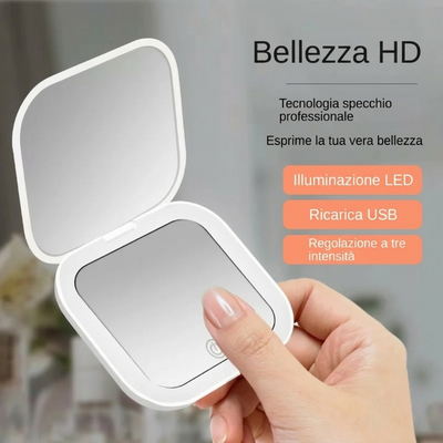 Mini specchio per il trucco pieghevole portatile
