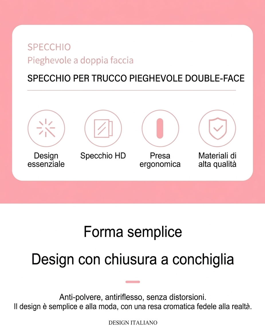 Mini specchio per il trucco pieghevole portatile