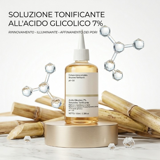 Soluzione Tonificante Acido Glicolico 7% | Esfoliante Anti-Acne e Rigenerante